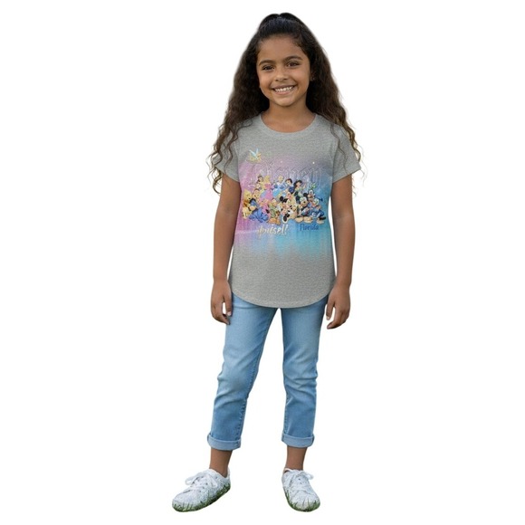 Disney Other - Disney Characters Florida T-Shirt Youth‎ Size M (10-12) Gray Made in USA Casual